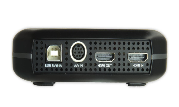 Parte trasera, entrada y salida HDMI, vídeo compuesto y USB