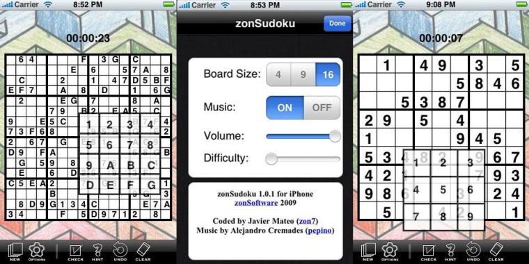 Descarga gratis 'zonSudoku 1.0.1' para Iphone, un sudoku español hexadecimal